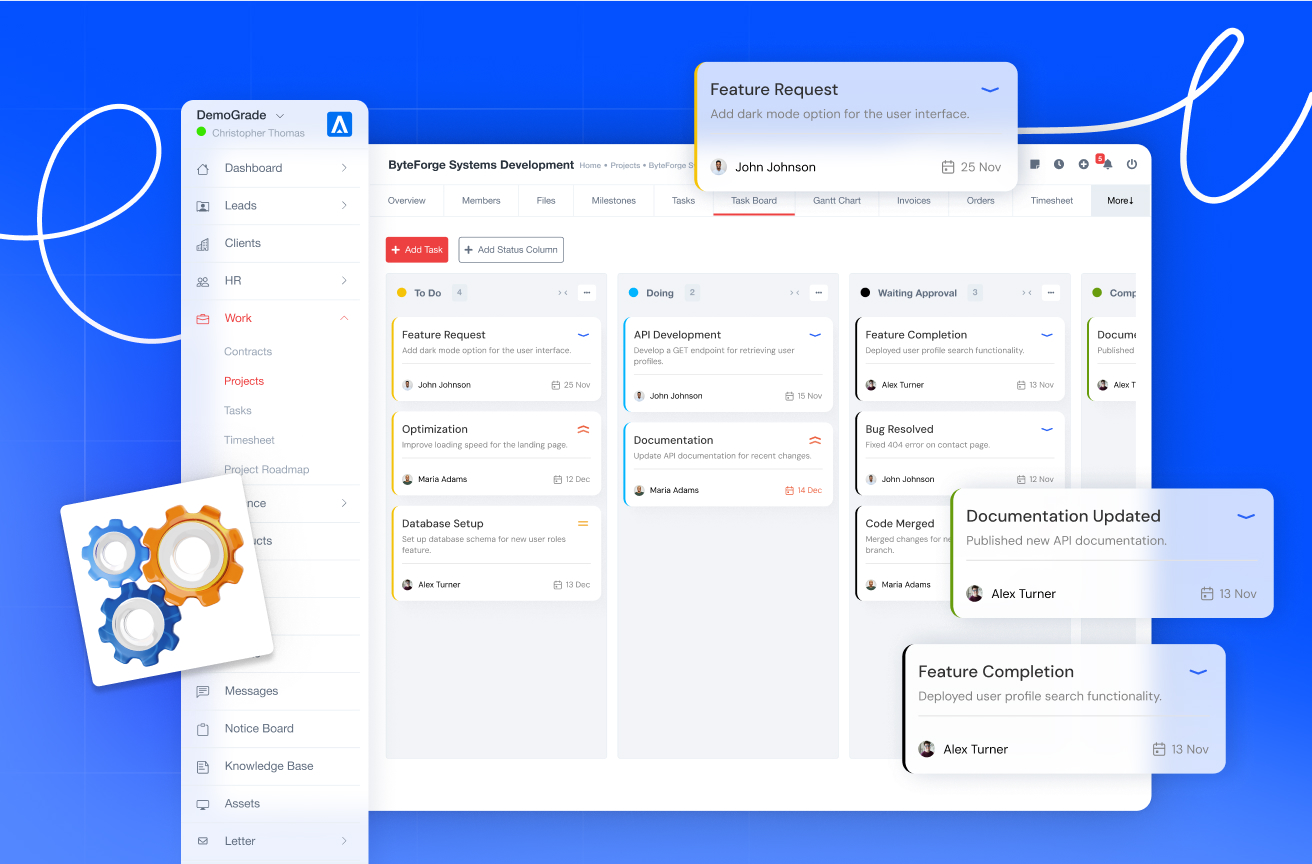 an erp it system with project management